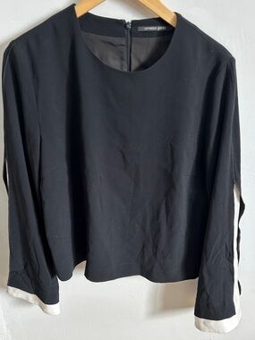 Agnese Gorz Black Long-Sleeve Blouse with White Cuff Trim